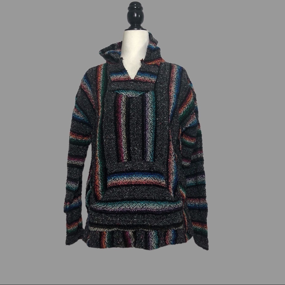 🤍 OS 🤍 Baja Hoodie Drug Rug Stripes Multicolour Thick Material Kangaroo​